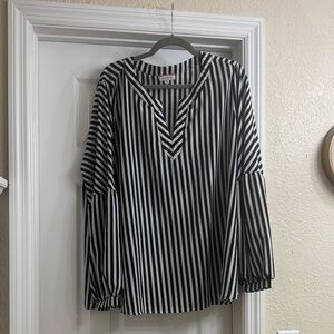 Andree Black and White Striped Top